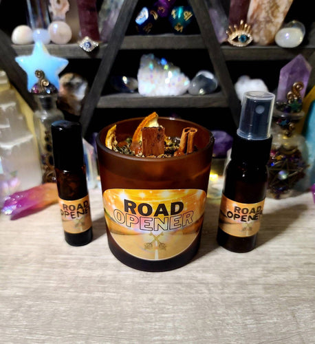 Road Opener Candle, Spray & Roller Oil Set | Remove Blockages, Open Paths, Success, Opportunities, Spiritual Cleansing