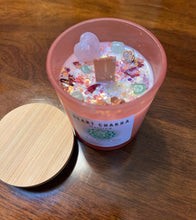 Load image into Gallery viewer, Heart Chakra Healing Candle | Rose Quartz, Green Aventurine &amp; Rose Petals | Crystal Intention Candle for Love &amp; Self-Care
